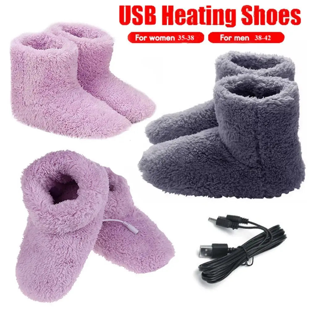 Gift Comfortable Washable USB Charging Electric Heated Shoes Warm Foot Winter Warming Slipper Foot Warmer Shoes