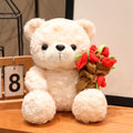 Lovely 16/25CM Bear Plush Toy Romantic Red Heart Rose Bear Doll Cute Soft Holding Flowers Bear Doll Home Decoration