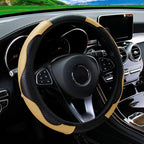 Universal Fit PU Carbon Fiber Leather Car Steering Wheel Cover 14.5-15 Inch No Inner Ring Required Vehicle Decoration Accessory