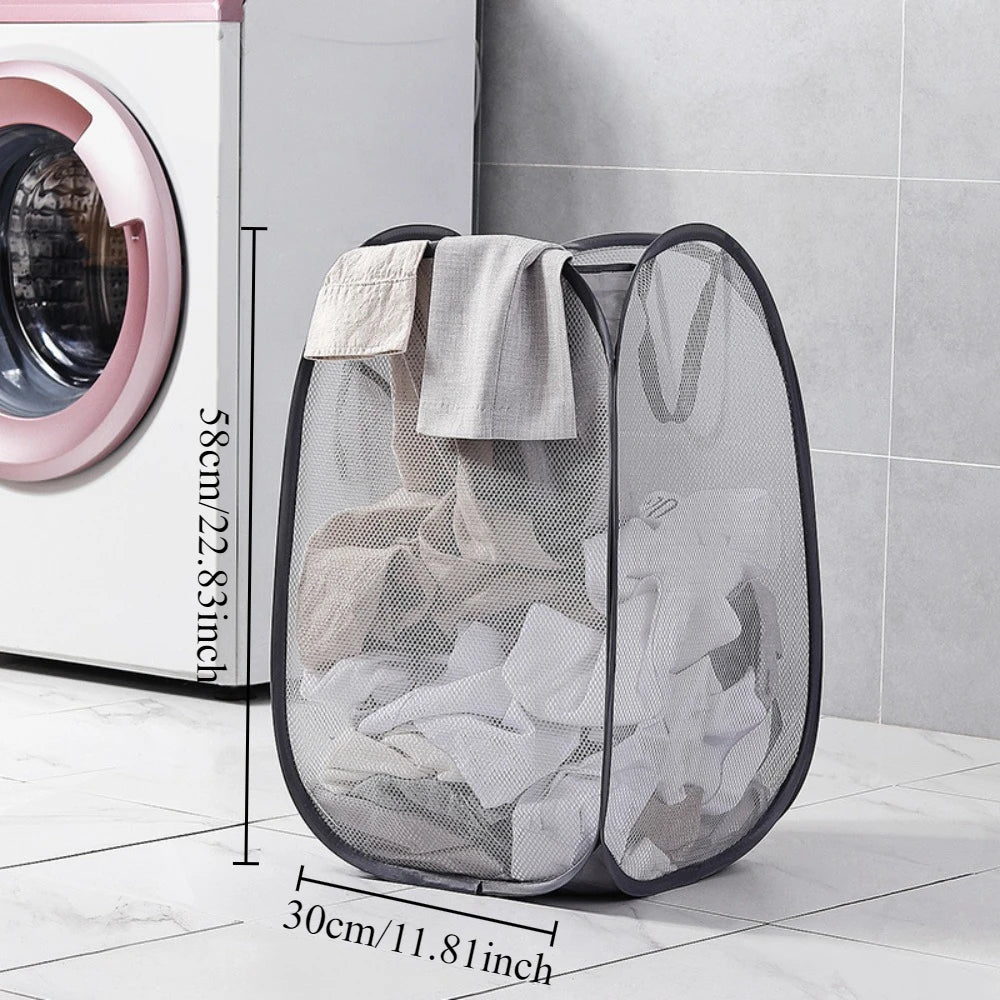1-10Pcs Collapsible Laundry Basket Dirty Clothes Mesh Pop Up Hamper Storage Basket Toy Storage Bag for Home Bathroom Dorm Travel
