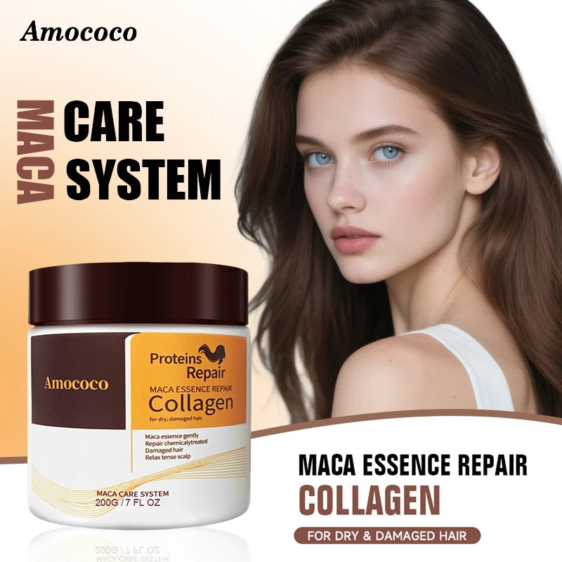 Amococo 2pcs Hair Mask 200g Each Protein Collagen Hair Mask for Dry Hair Deep Conditioning Moisturizing Hair Treatment Mask Nourishing Hair Care Mask for Women Salon Hair Care