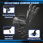 Big And Tall Office Desk Leather Gaming Computer Chair With Adjustable Swivel Task And Flip-Up Arms For Adults