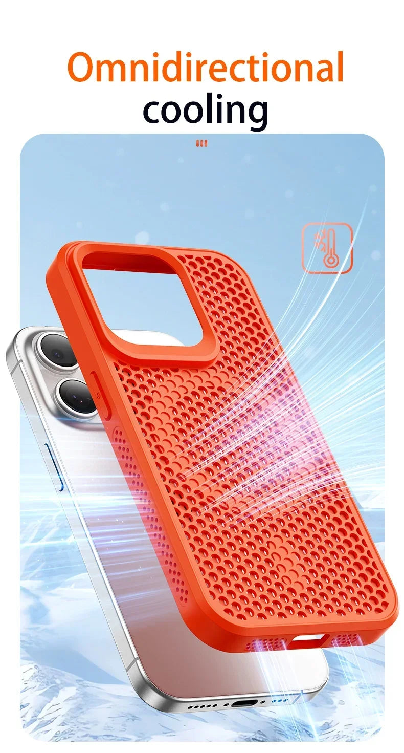 Cooling Heat Dissipation Phone Case For iPhone 17 18 16 15 14 13 12 11 Pro Max Breathable Hard Back Magnetic Cover For Magsafe