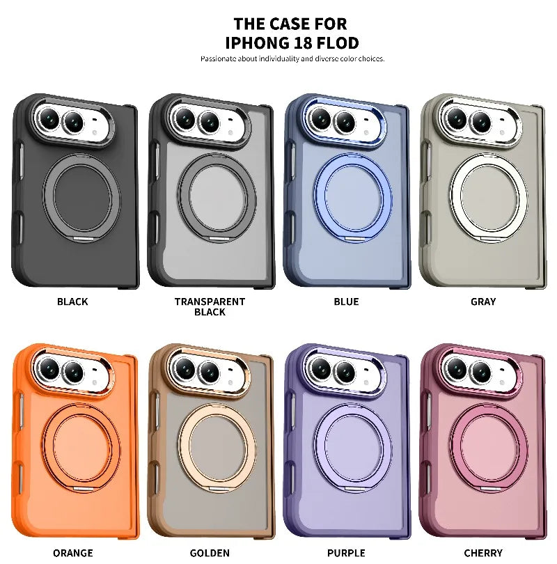 Fashion Feel 360 Degree Rotating Foldable Phone Case for IPhone Duo Fold for IPhone Ultra Metal Lens Frame Shockproof PC Cover