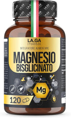Magnesium Bisglycinate 120 Capsules with Vitamins B1, B5, and B6 for Fatigue | Supports the Nervous System, Muscles, and Energy Metabolism. 4 Months. Vegan, Gluten-Free and Lactose-Free, Made in Italy