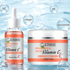 JUINHOU Vitamin C Skin Care Serum Cream Set Brighten Moisturizing Oil-Control Improve Uneven Skin Tone For Dull Skin Daily Care