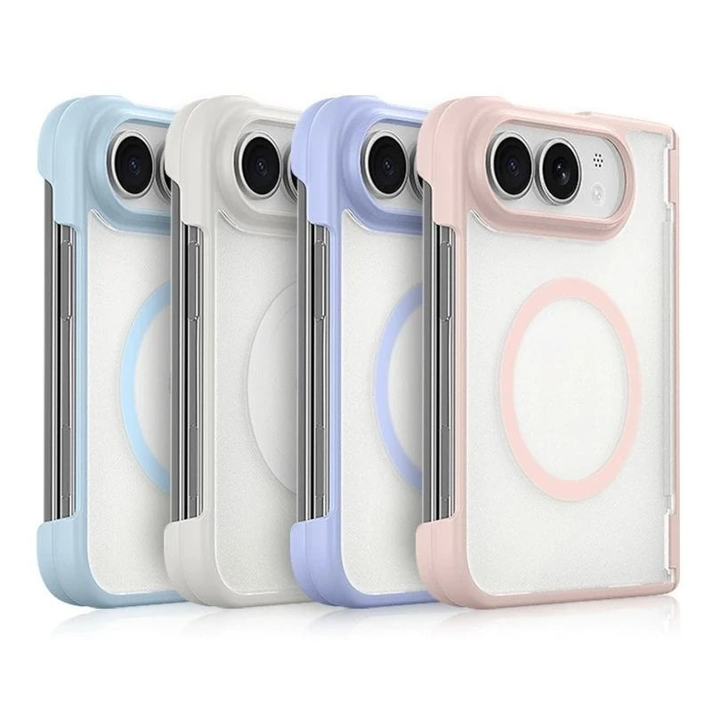 Case For iPhone Duo 18 Fold Magnetic Matte Transparent Acrylic Phone Cover Equipped With Central Hinge Protection Back Shell