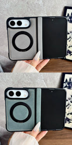 For iPhone Duo Fold Case Luxury PU leather Magnetic rotate stand Protective Back Cover For iPhone 18 Fold Phone Shell Funda