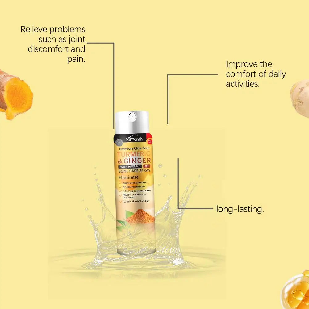 Ximonth Turmeric Ginger Joint Care Spray Natural Piperine Body Massage Mist Moisturizing External Skin Care Spray Nourish Joint