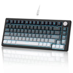 MageGee 75% Mechanical Gaming Keyboard with Knob Control, Blue Backlit Wired Gaming Keyboard Red/Yellow Switch for PC Windows