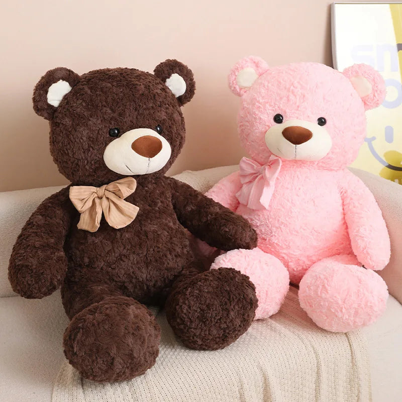 New Soft Bear Plush Toys White Pink Brown Bear Super Cute Huggable Pillow Stuffed Cartoon Animal Cushion Children Birthday Gift