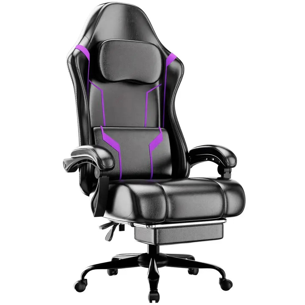 Gaming Chair, Video Game Chair with Pocket Spring Cushion and Footrest, Height Adjustable Computer Chair with Swivel Seat and H