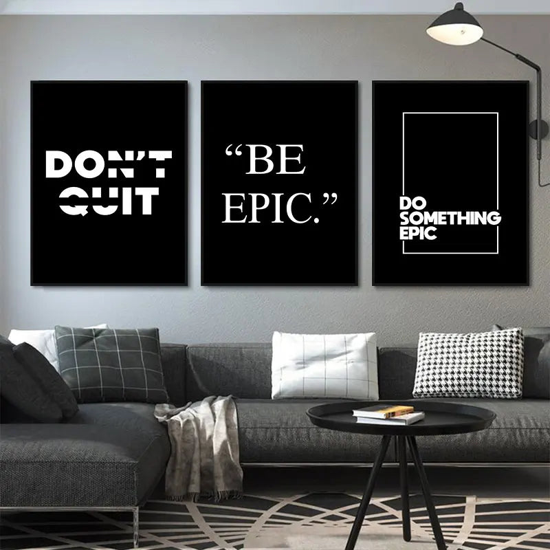 Simple Black White Inspirational Quotes Canvas Art Poster Prints Modern Motivational Wall Decorative Picture for Home Office