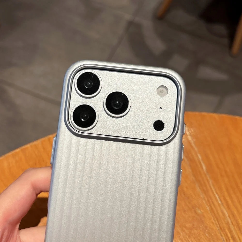 Luxury Phone Case For iPhone 18 17 Pro Max 16 15 14 Plus 13 12 Slim Matte Luggage Striped Textured Corrugated Shockproof Cover