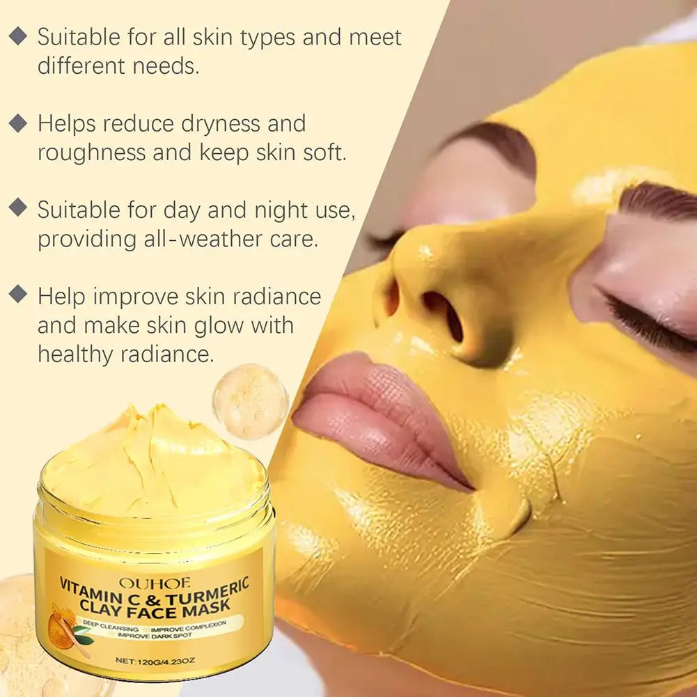 Turmeric Vitamin C Clay Mask Clay for Dull & Blemish-Prone Skin, Deep Cleansing Facial Mask, Face Masks Skincare Oil Control