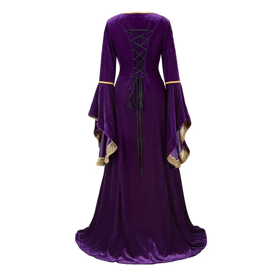 Women Renaissance Irish Deluxe Velvet Dress Victorian Medieval Long Dress Retro Fancy Gown Halloween Cosplay Costume Plus Size