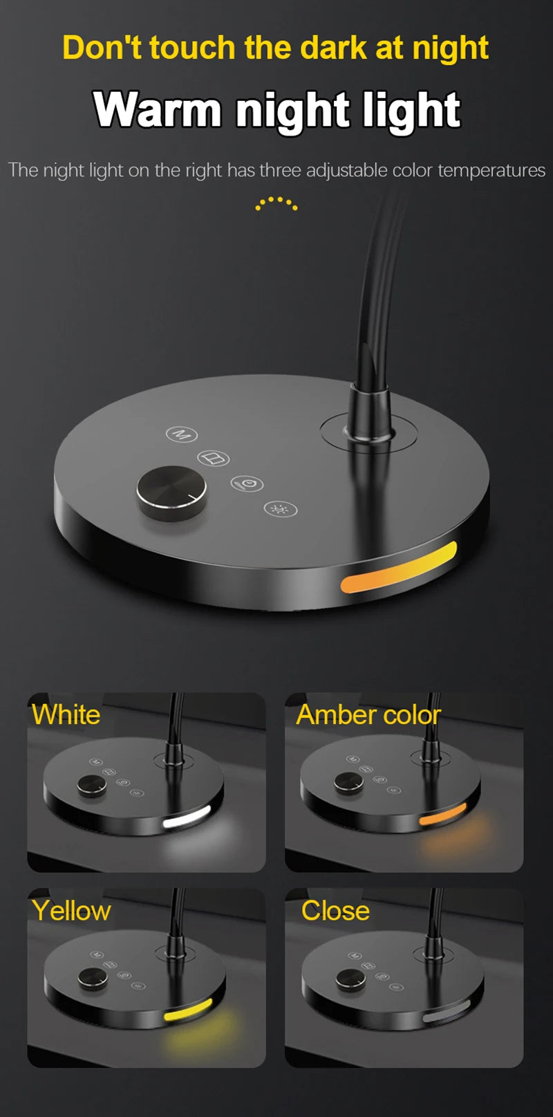 LED Desk Lamp Plug-In Knob Switch Five Level Dimming Desktop Reading Lamps Bedroom Dormitory  Clip Type Iron Bedside Desk Light