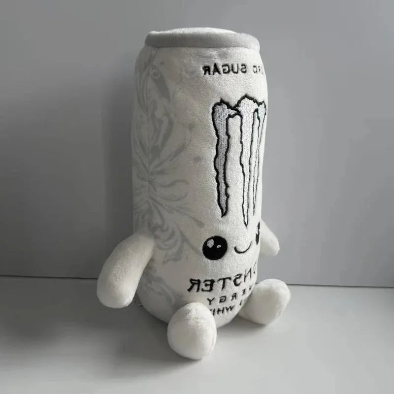 Zero Sugar White Monster Energy Drink Plush Toy Simulation Can Stuffed Ornament Doll Cute Soft Figure Decor Gift for Friend
