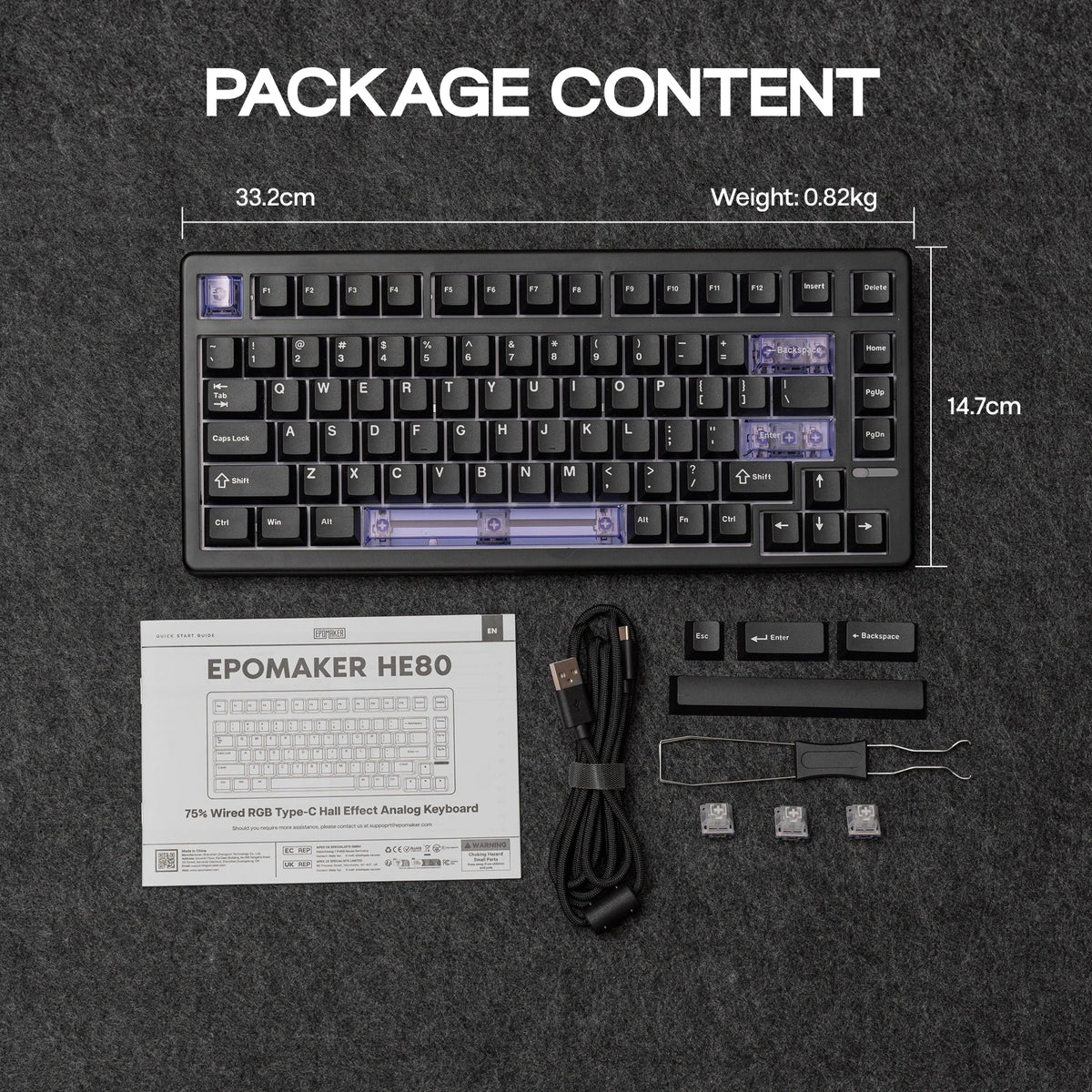 EPOMAKER HE80 75% US QWERTY Layout Hot-Swap Creamy Gasket Wired Hall Effect Magnetic Mechanical Keyboard DKS SOCD for PC/Mac