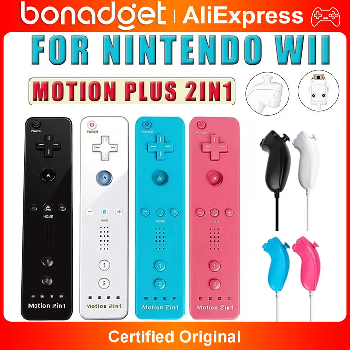 For Nintendo Wii/Will U Joystick 2in1 Wireless Remote Gamepad Controller Set Optional Motion Plus with Silicone Case Video Game