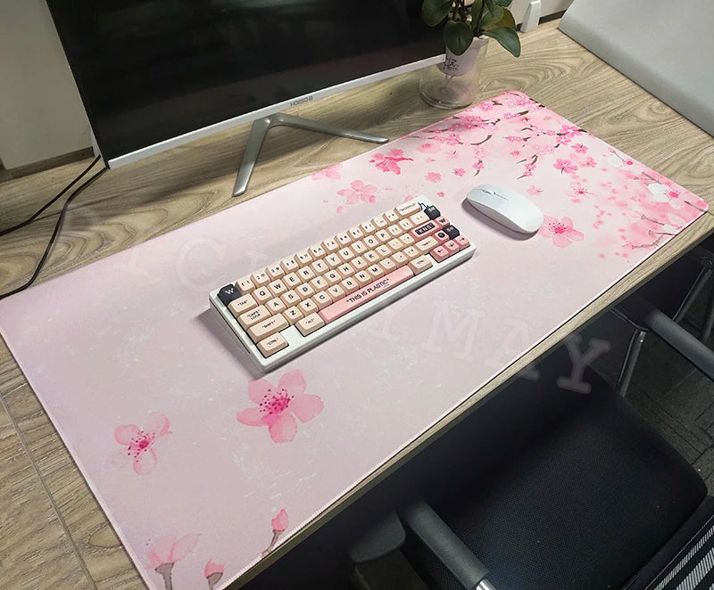 Pink Cherry Blossoms Mousepad Home Computer Table Large Pc Mouse Pad Art Sakura Keyboard Mause Rug Desk Mat Office Accessories