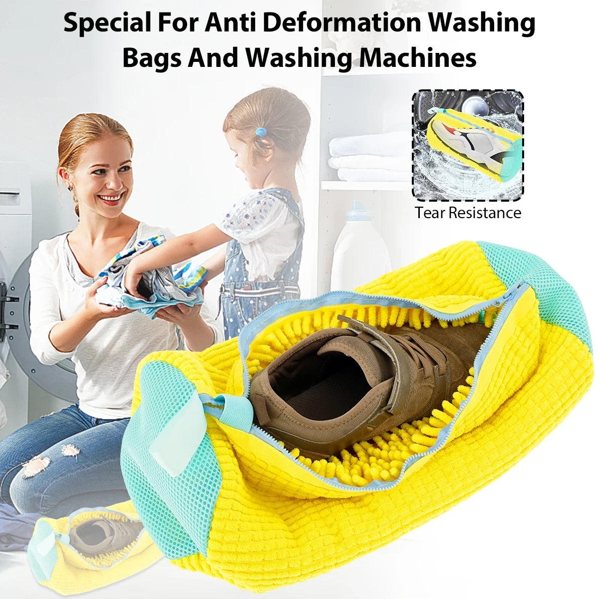 Shoes Washing Bag Laundry Bag Padded Shoe Protector Fluffy Fiber Polyester Laundry Wash Bag Machine Washable Organizer