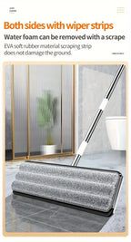 Joybos Ultra-Slim Flat Mop and Bucket System, Hands-Free Wash & Dry Floor Mop Set with 2 Microfiber Pads, 360° Swivel Mop with Squeegee Edge for Hardwood Tile Laminate