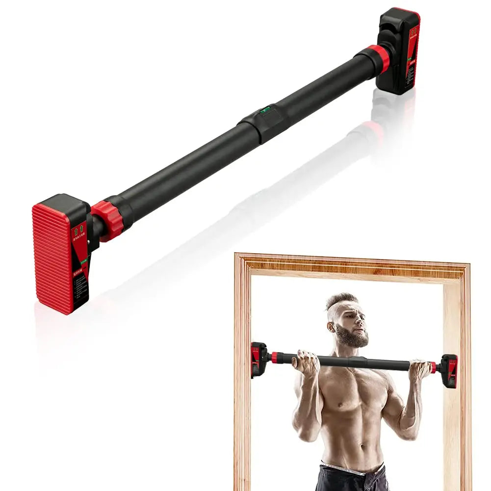 Adjustable Doorway Pull Up Bar with Level Meter – No-Screw Home Gym Chin Up Bar, 440 lbs Max Load, Anti-Slip Grip – Standard Fit