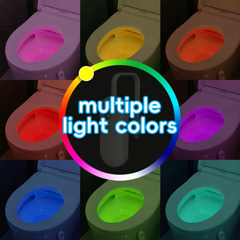 Smart Motion Sensor Toilet Light, USB Rechargeable LED RGB Night Light for Bathroom