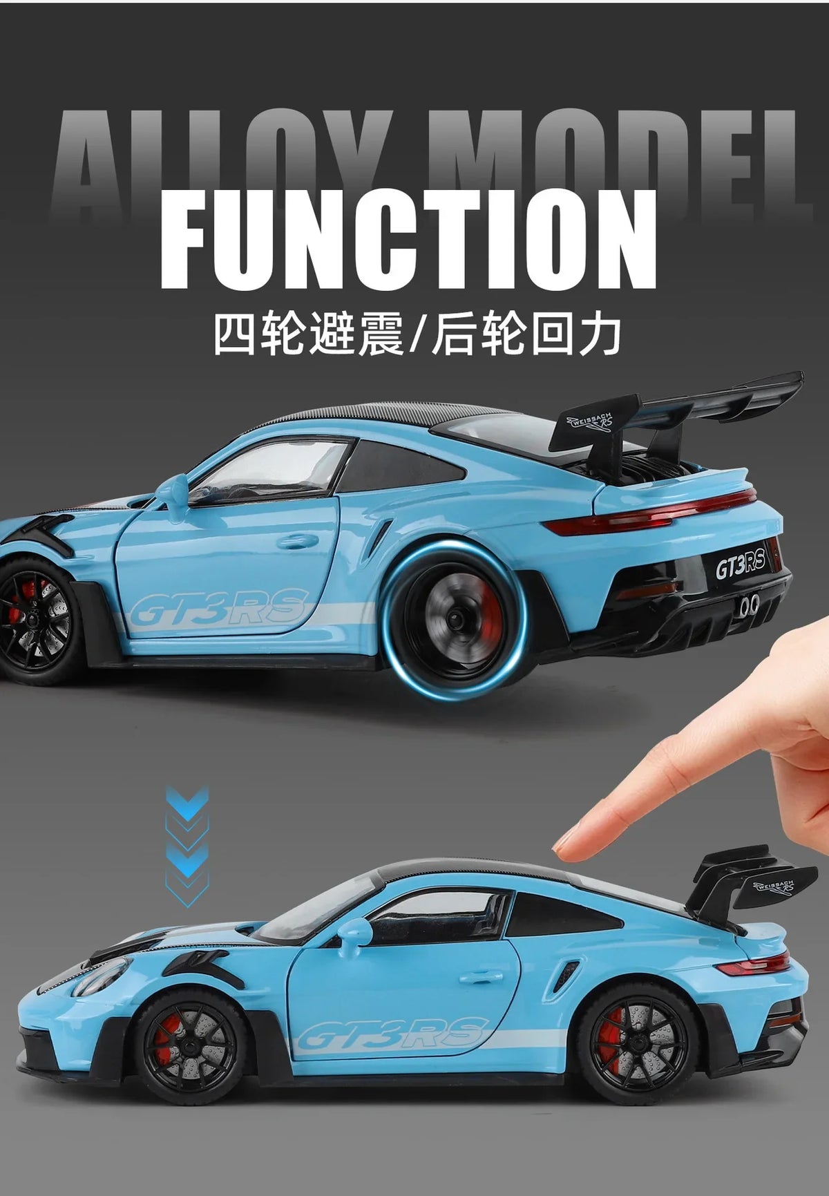 1:24 911 GT3 RS Alloy Sports Car Model Collection Ornament Toy Vehicle Diecast Miniature Voiture Boyfriend Gift