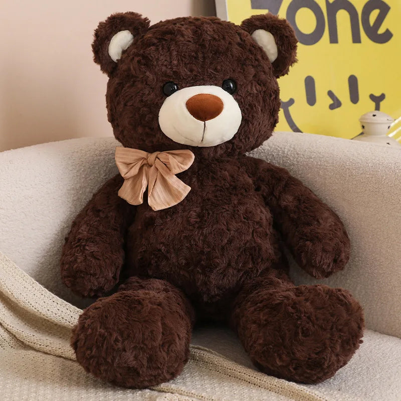 New Soft Bear Plush Toys White Pink Brown Bear Super Cute Huggable Pillow Stuffed Cartoon Animal Cushion Children Birthday Gift