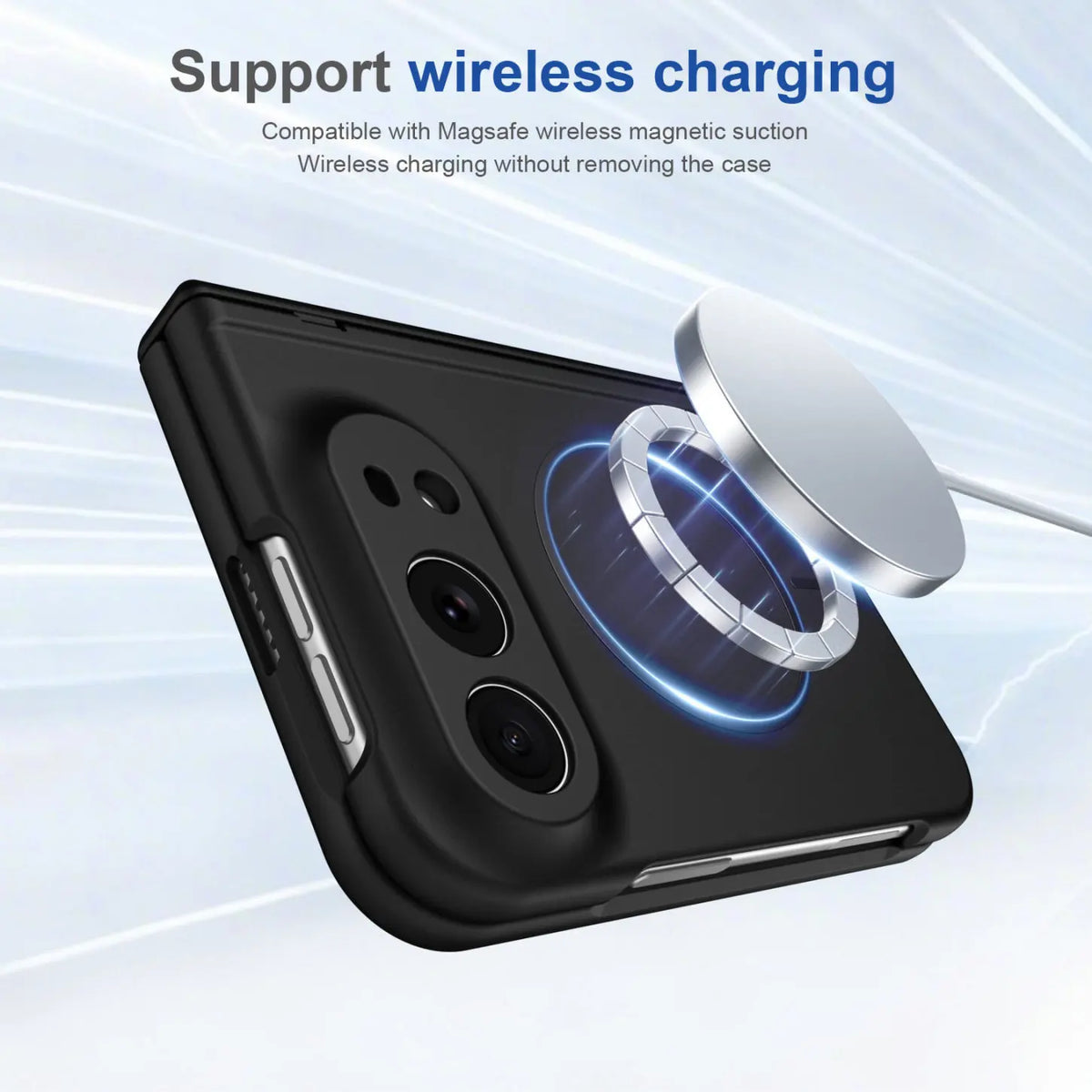 For iPhone DUO Case for Magsafe Magnetic Wireless Charging Case for iPhone DUO 18 Fold Built-in Screen Protector Frosted Cover