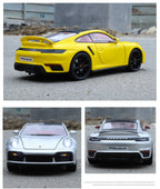 1:24 Porsche 911 992 Turbo S Alloy Sports Car Model Diecast Metal Racing Vehicles Car Model Simulation Sound Light Kids Toy Gift