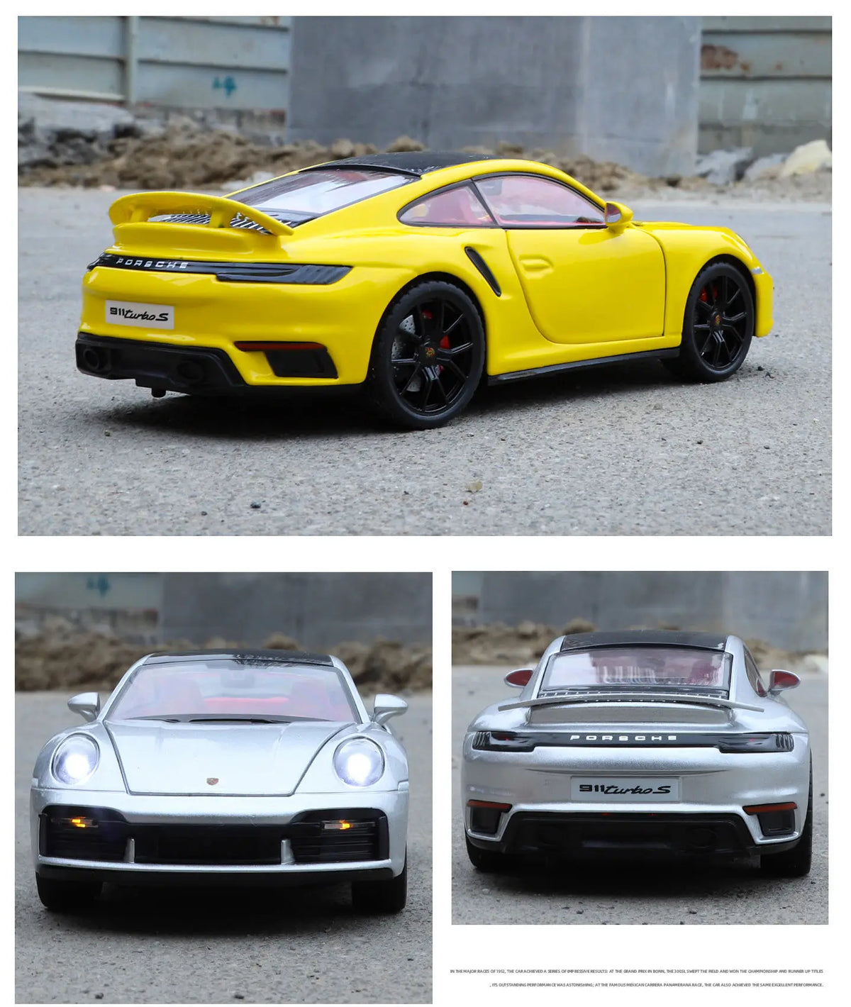 1:24 Porsche 911 992 Turbo S Alloy Sports Car Model Diecast Metal Racing Vehicles Car Model Simulation Sound Light Kids Toy Gift