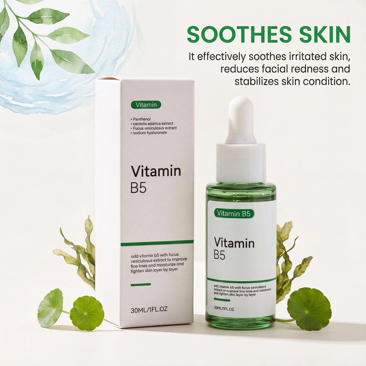 Vitamin B5 Hyaluronic Acid Serum Repair Face Redness Calm Sensitive Skin Deep Hydrating Whitening Centella Asiatica Facial Serum