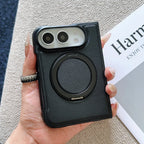 360° Rotating Bracket Magnetic Case For iPhone Duo For Magsafe PU Leather Shockproof Cover Funda