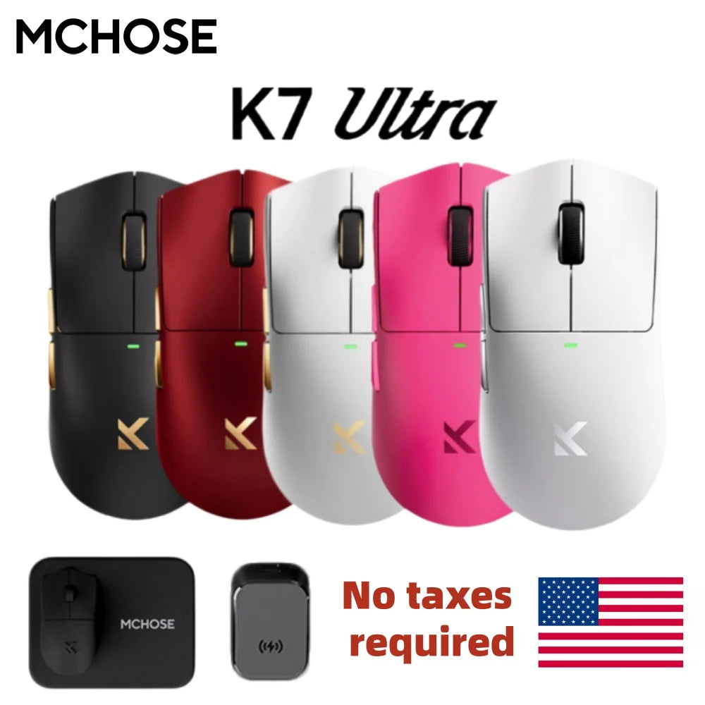 MCHOSE K7 Ultra Wireless PAW3950 Gaming Mouse Dual 8K Polling Rate Magnetic Wireless Charging Stand Office Mouse Lightweight 59g