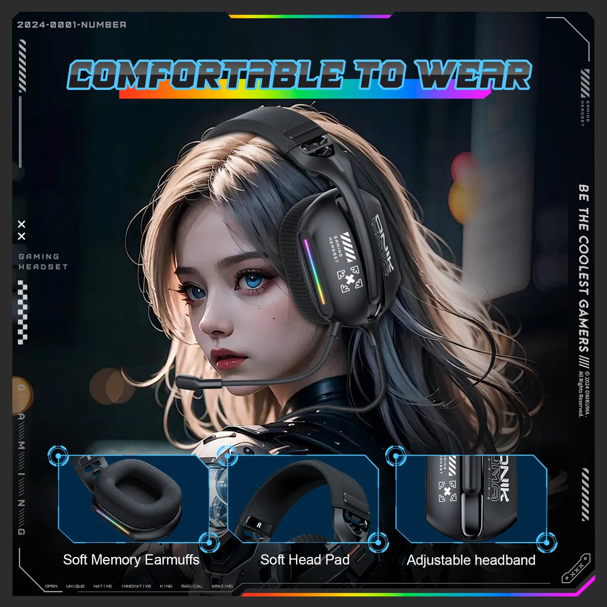 ONIKUMA X12 Noise Cancelling Headphone Wired Game Headset Music Earphones 3.5MM Suitable For Computer Laptop With Microphone