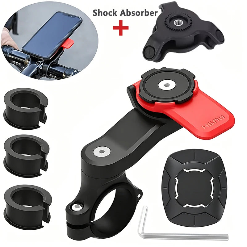 1set Motorcycle, Bicycle Handle, Mobile Phone Holder, Detachable 360 ° Rotating Shock-absorbing Mobile Phone Holder