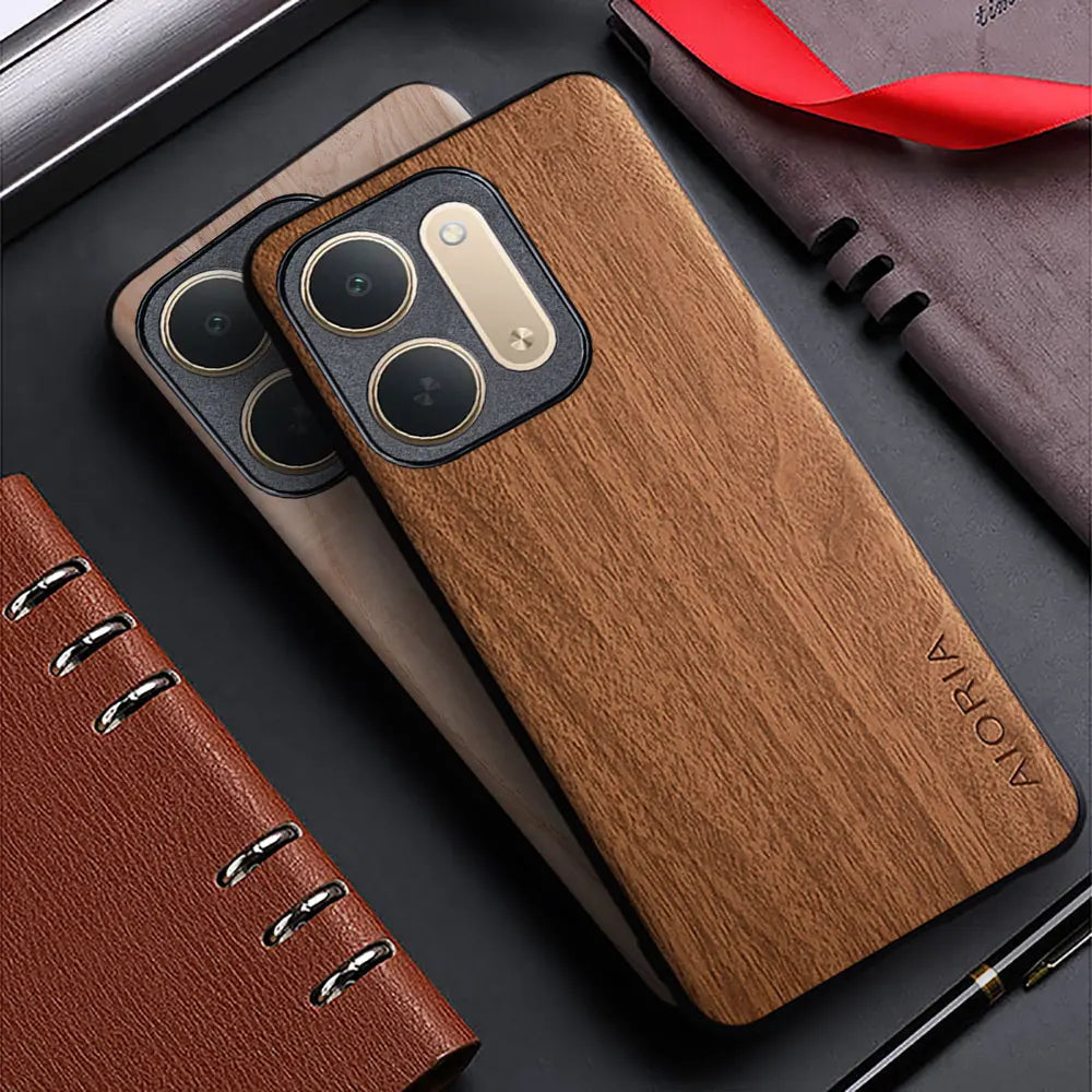 Case for Xiaomi Redmi 17C redmi17 redmi17 c 5G 4G funda bamboo wood pattern Leather back cover for xiaomi redmi 17 17c case