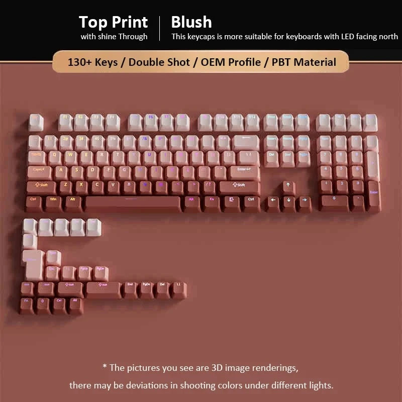 2026 Original Daylight Keycaps PTB Translucent, Side-engraved Oem 135 Keys, Customized To Fit 60/84/98/108 Mechanical Keyboards.