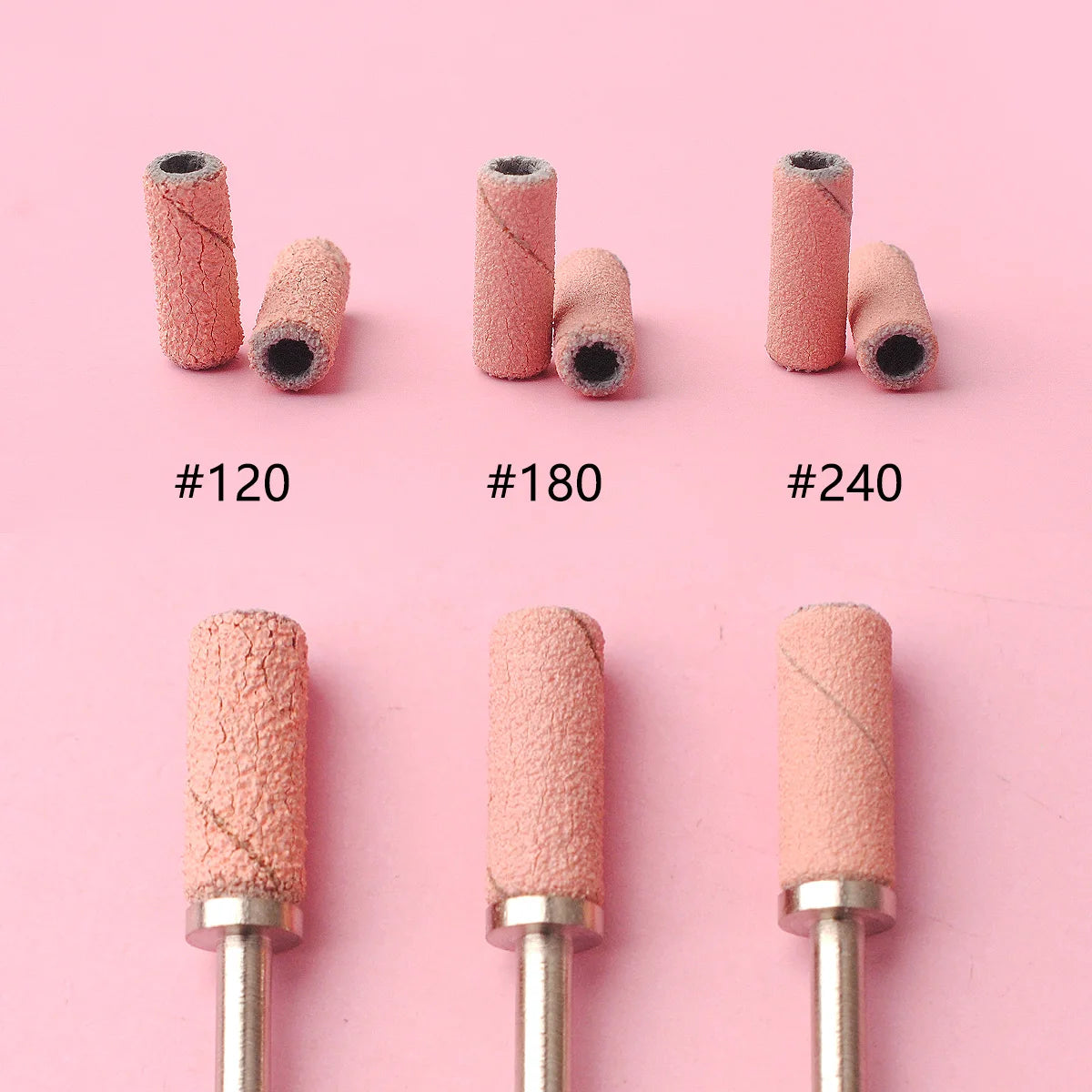 80pcs/box Pink 3.1mm Mini Sanding Bands Kits Nail Drill Bits Mandrel Sets Electric Manicure Accessories Tool Dead Skin Remover