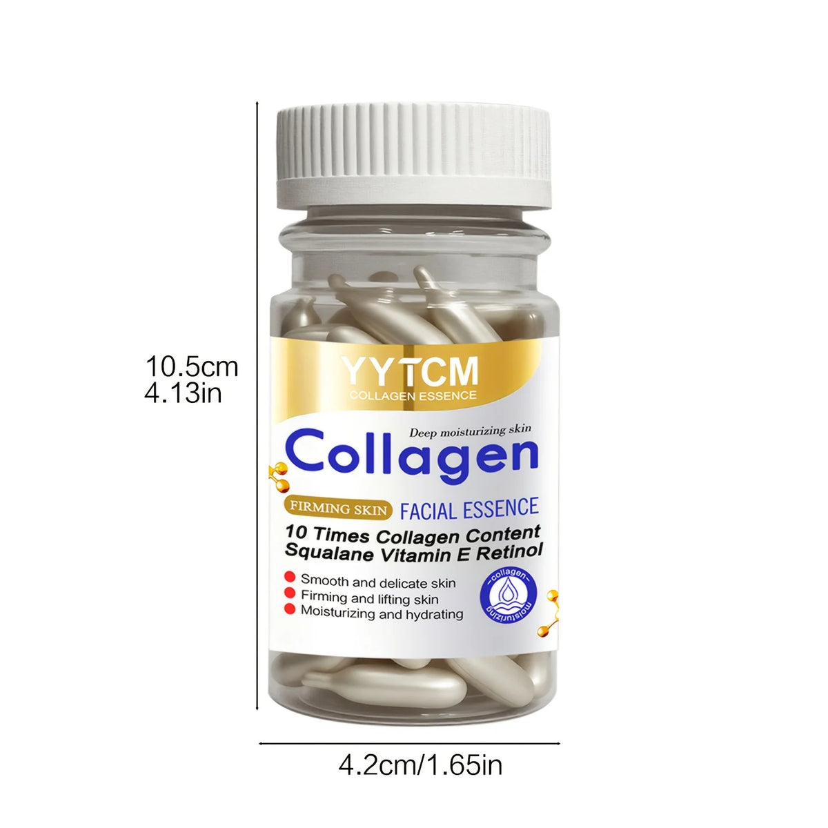 Collagen Firming Capsule Essence, Moisturizing and Smoothing the Skin, Contains Plant-Based Squalane, Retinol, and Vitamin E Deep Hydration Essence (0.4Gx90 Capsules)/Bottle-1 Bottle