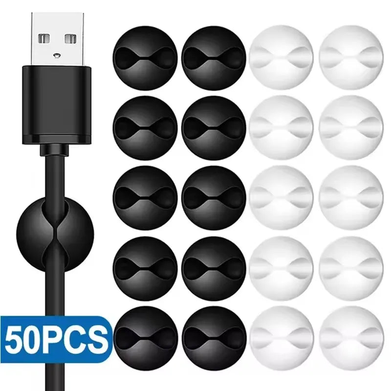 5/50 Unidades Mini Enrollacables Organizador USB Clips de Cable de Carga Sujetacables Organizador de Escritorio Protectores de Cables y Alambres en Casa Oficina Coche