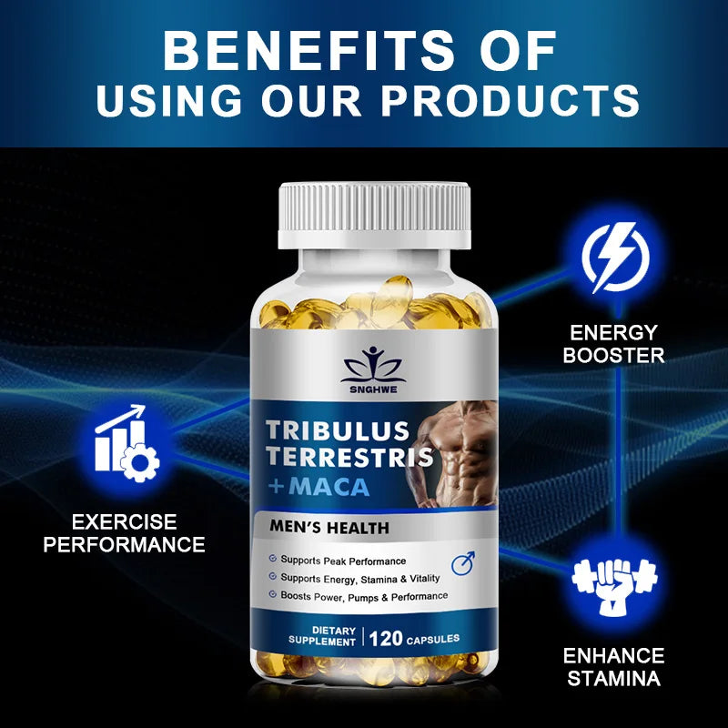 2PCS Men's L-Arginine Endurance Tribulus Terrestris Capsules Male and Female Supplements-Muscle Mass, Endurance and Vitality