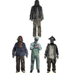 Kids & Adults Zombie Cosplay Costume, Scary Horror Bloody Skeleton  Outfit with Mask Gloves, Halloween Carnival Fancy Dress