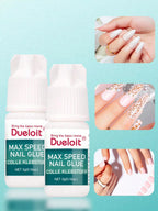 Max Speed Nail Glue Professional Salon Grade, Fast Drying Instant Strong Hold Nail Adhesive for Acrylic Nails Fake Nail Tips Press On Nails Nail Extensions, Quick Bond Precision Tip Nail Glue for Home DIY Salon Nail Art Broke