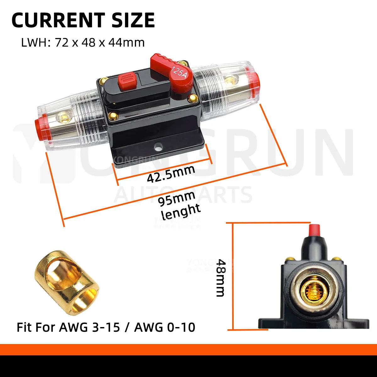 Circuit Breaker 20A to 300A Manual Reset for Car Audio System Waterproof Marine Circuit Breaker Reset Fuse 12V- 48V DC 40A 60A