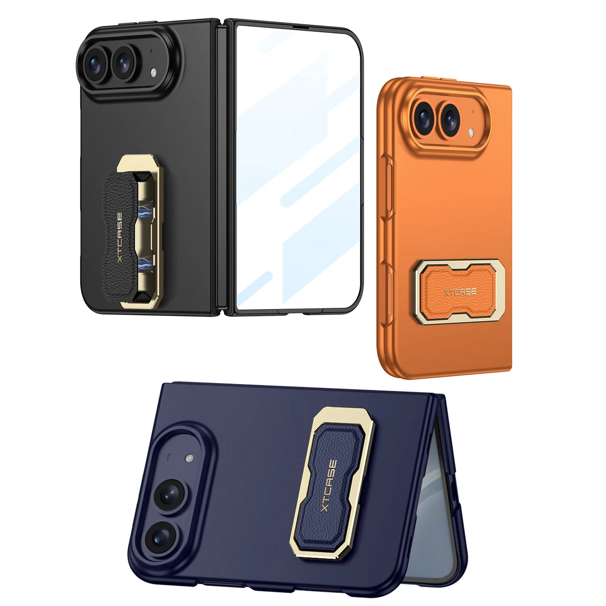 For iPhone Duo foldable phone case with wrist strap, stand, and screen protector all-in-one  For iPhone Duo