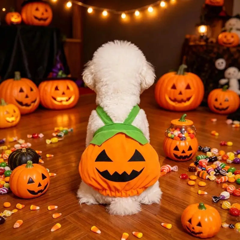 Halloween Pumpkin Pet Costume Cute Pet Dress Funny Pumpkin Outfit Clothes For Small Dogs Cats Teddy Poodle Bichon Party Clothing